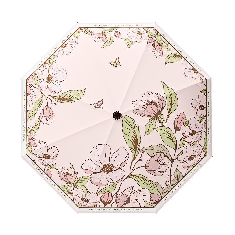Manual Umbrella, Folding Umbrella, Thickened and Reinforced Weather and Rain Dual-purpose Women's Sunscreen Umbrella, UV-proof Sun Umbrella, Portable