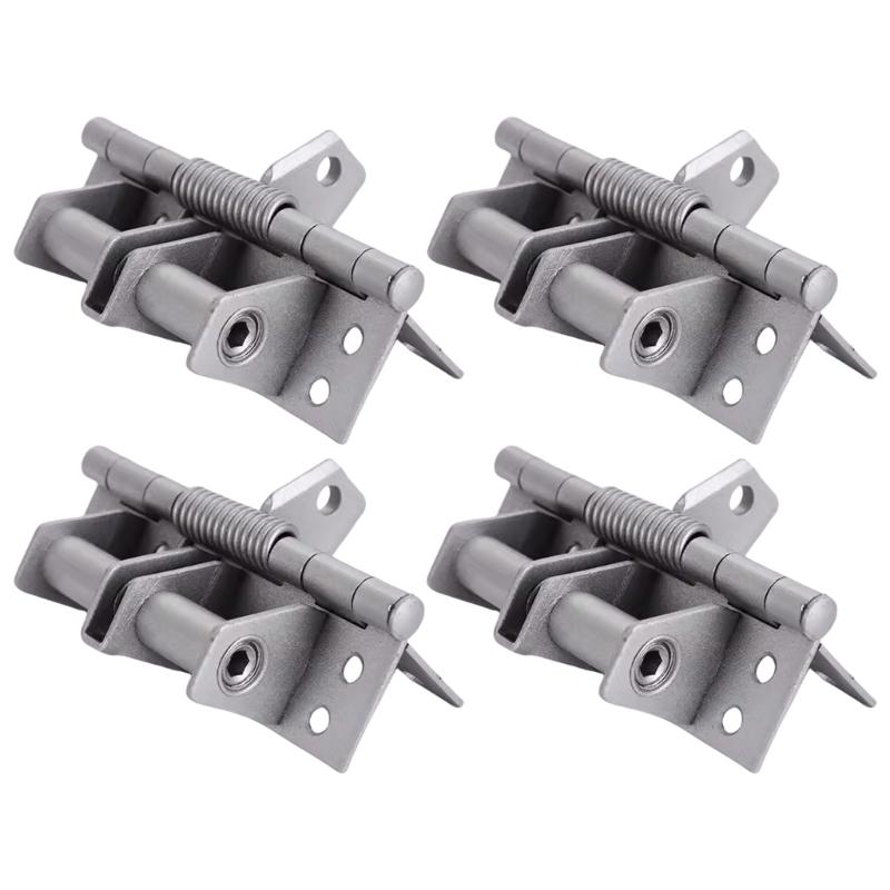 4pcs Multifunctional Auto Close Spring Door Hinges Spring Loaded Door Hinge 90 Degree Stay Opening Features for Various X3UC