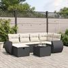 VidaXL Garden Lounge Set with Cushions 7 Pcs, Patio Sofas, Patio Furniture Set, Outdoor Furniture, Black 3264112