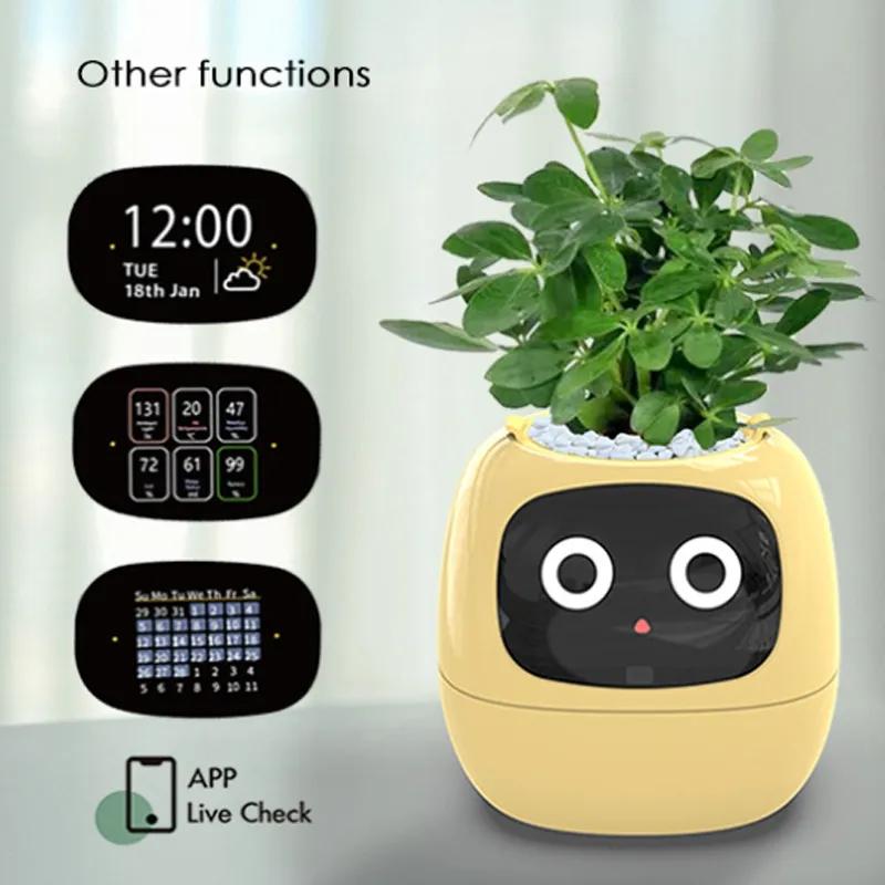 Intelligent Lazy Automatic Water Absorbing Flowerpot Plastic Resin Circular Usb Rechargeable Indoor Plant Small Flowerpot YLE22