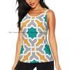 Women Fitness Sexy Yoga Vest Abstract Geometric With Wavy Lines And Stripes Gym Sports Top Tank Female