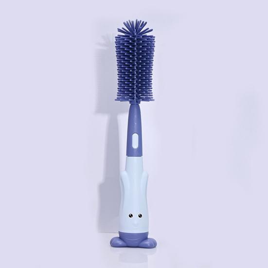 3Pcs/Set Baby Bottle Brush Set Silicone Nylon Bristles 360 Degree Deep Cleaning Cup Brush with Rabbit Shaped Holder