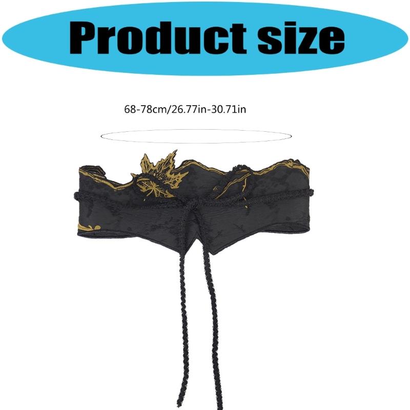 Adjustable Fabric Waistband With Ancient Maple Embroidery Width Belt For Cultural Event Photography Costume