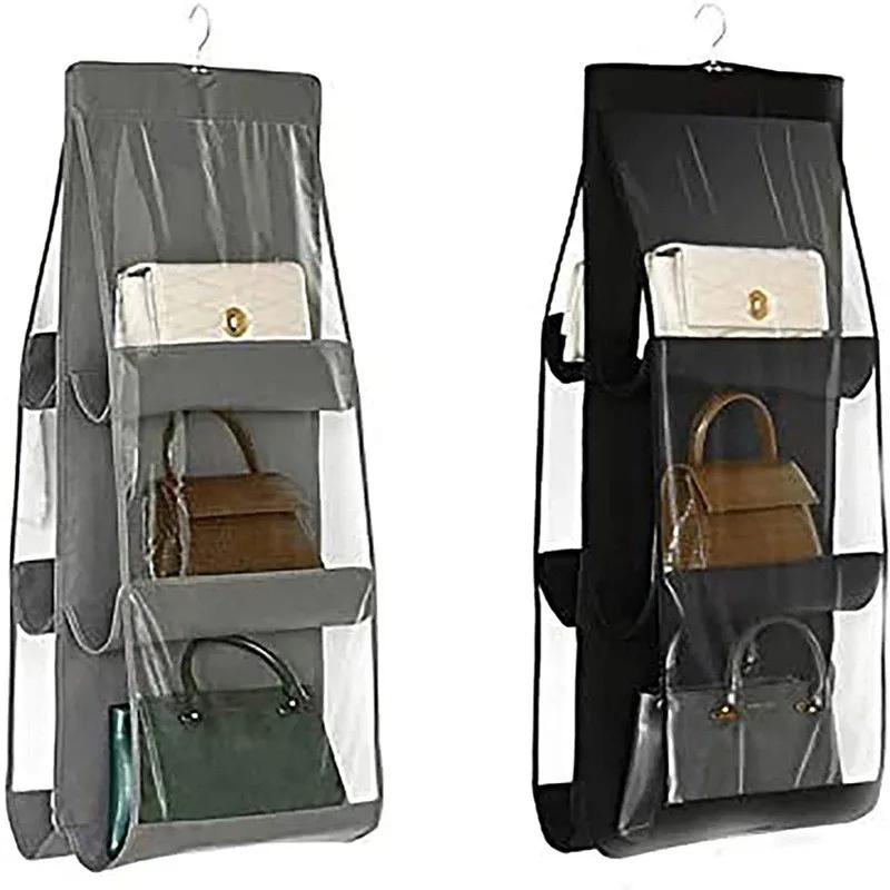 6/8 Pocket Hanging Handbag Organizer Handbag Storage Artifact Bag Dust-proof Cover Household Wardrobe Closet Organizer