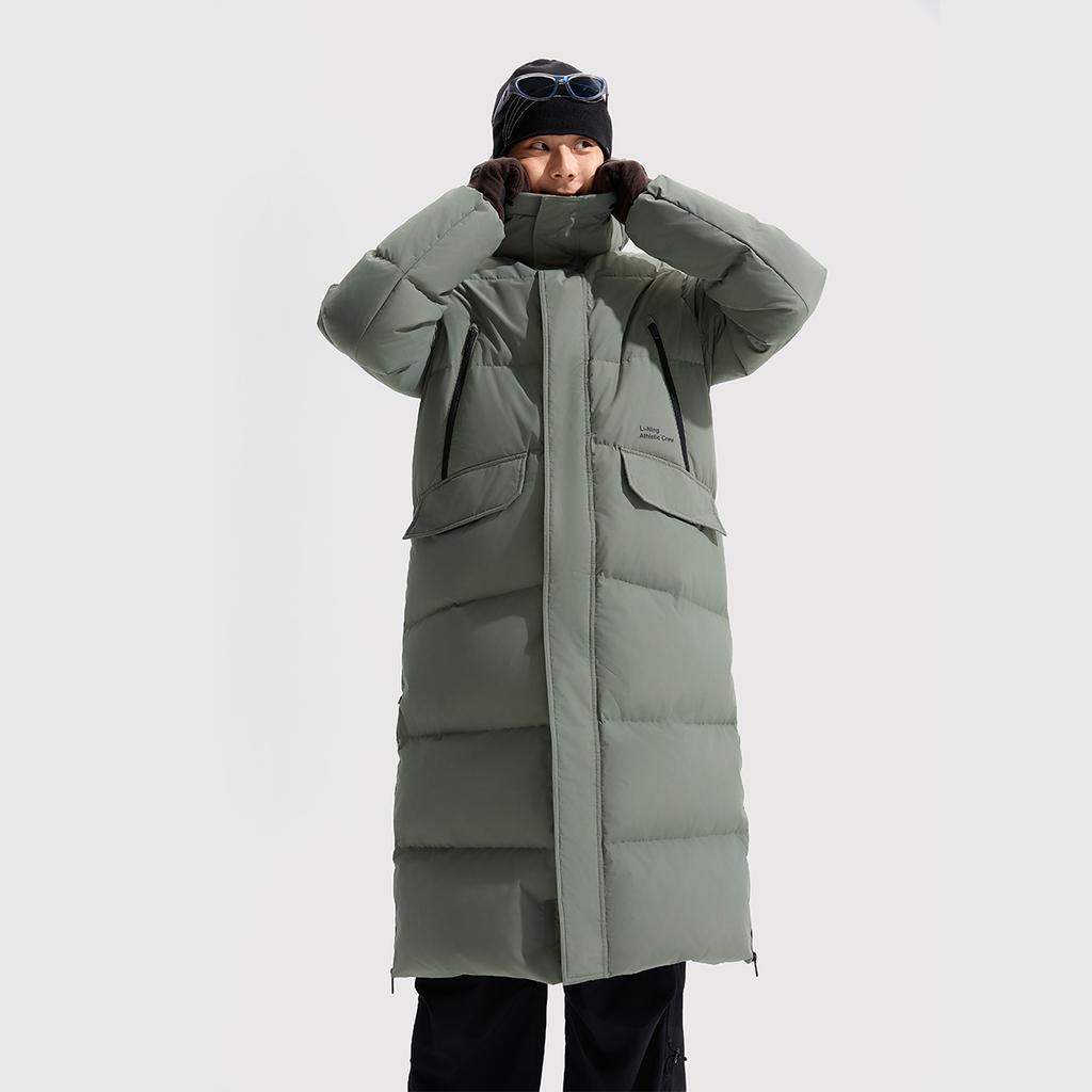 Li-Ning Hot Pot Down Jacket Series Water-Resistant Casual Versatile Cold-Resistant Comfortable Solid Color Stand Collar Winter Down Jacket AYMU247-2