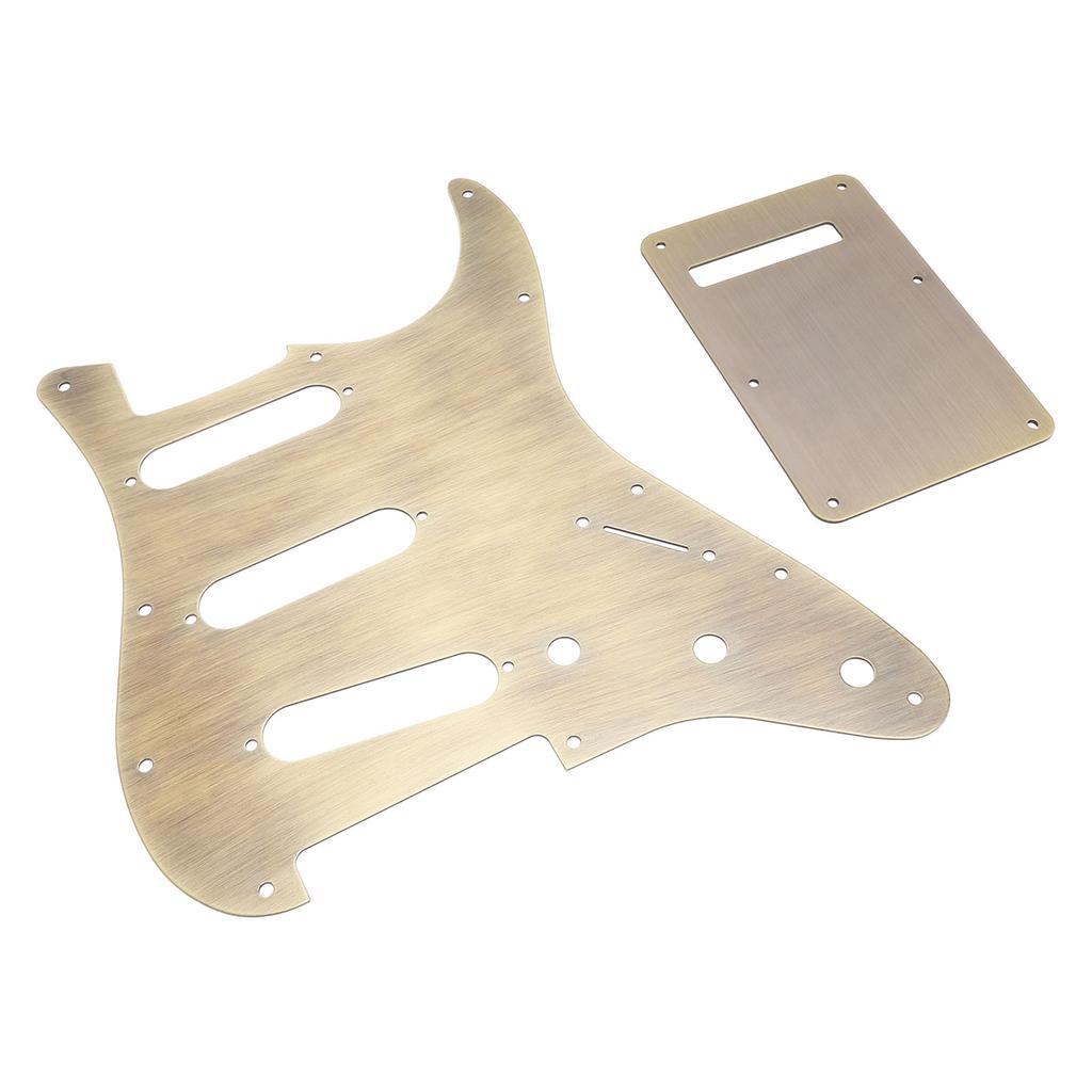 Electric Guitar Pickguard and Backplate Bronze Color Metal SSS Pick Guard Back Plate Set for 3 Single Coil Pickup