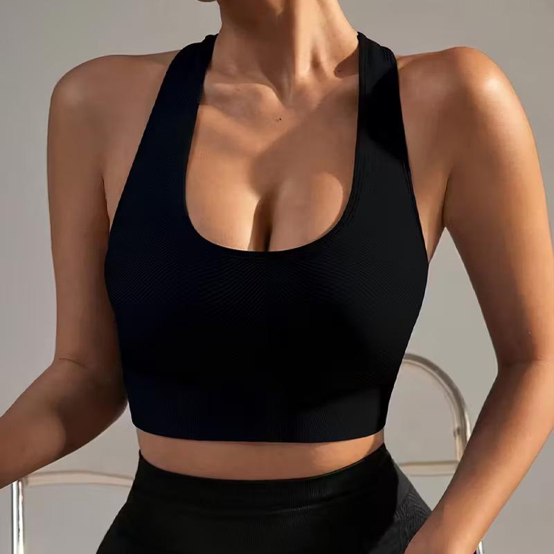Women's Racerback Sports Bra, Seamless High Support Workout Bra, Wirefree Padded Gym Yoga Bra for Fitness Running