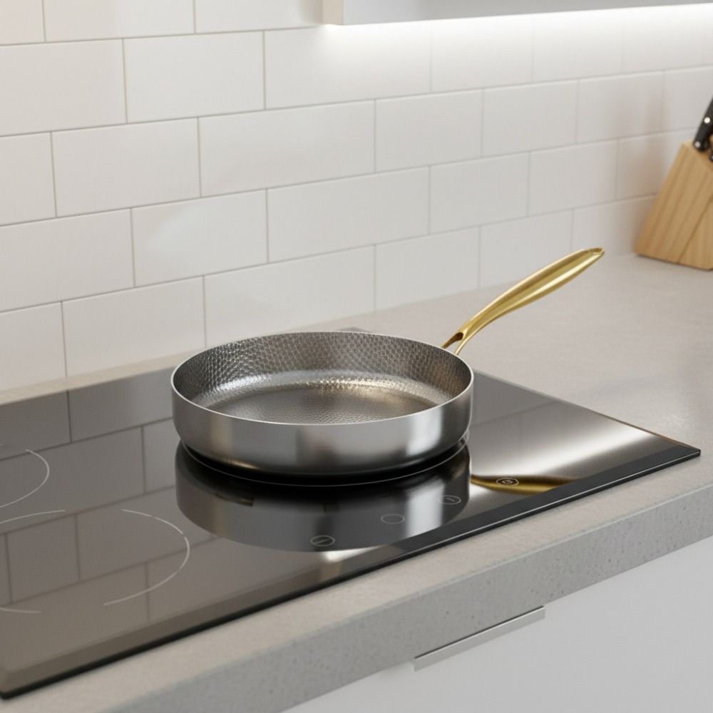 Titanium Zinc Zinc Alloy Hammered Texture Frying Pan Fast Heating Steak Skillet Non-stick Pot  Fried Eggs