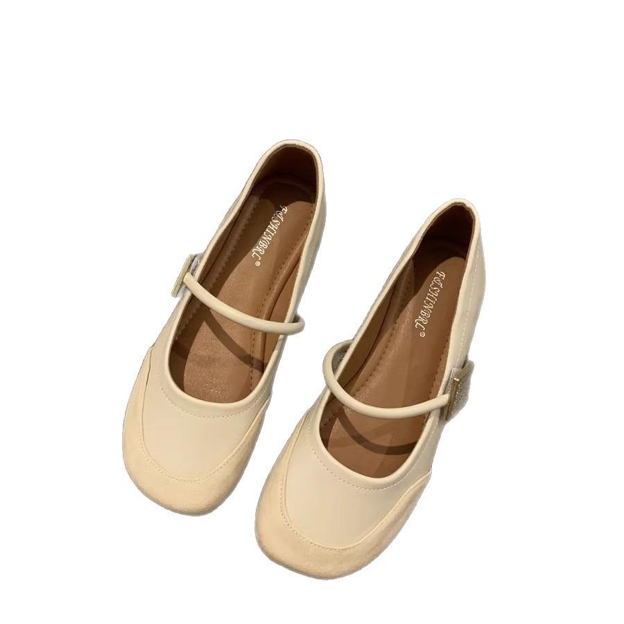 Red Mary Jane shoes women's shoes spring and autumn 2025 new round head soft sole soft surface word with shallow mouth French single shoes