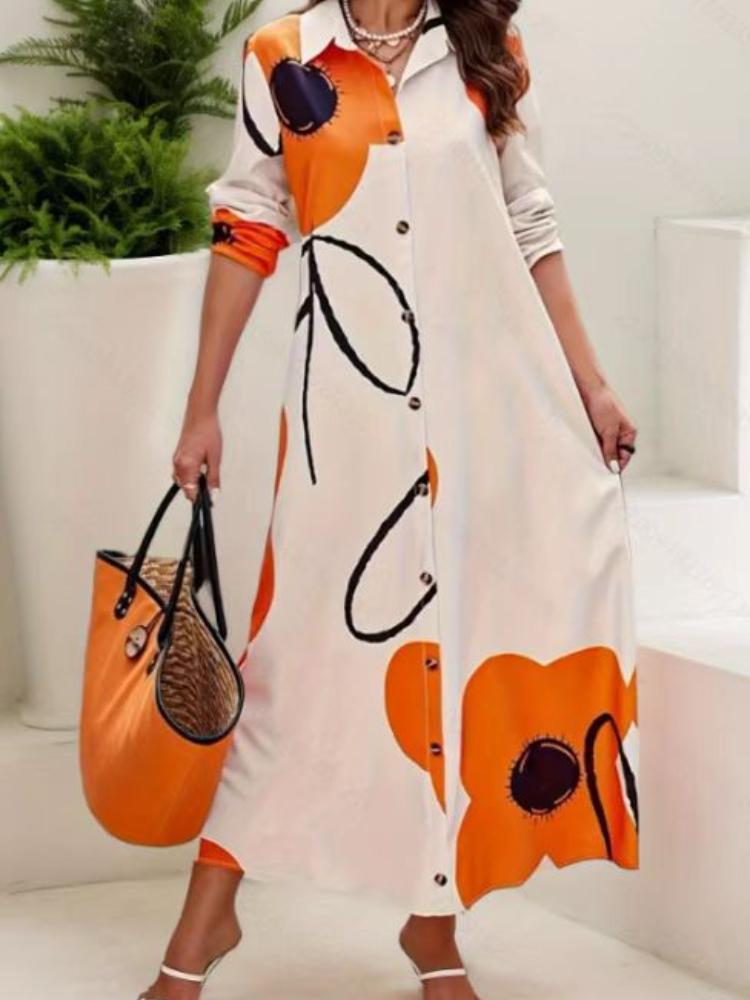 

Женское платье-рубашка с длинными рукавами и абстрактным принтом, на пуговицах спереди, различные цветовые варианты, с сумкой-тоут S