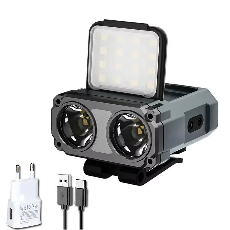 COB+LED Sensor Headlight USB Charging Portable Hat Clip Light Ultra Bright Outdoor Adventure Fishing Lighting Searchlight Torch