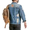 Spring and Autumn Ripped Denim Jacket Men's American High Street Work Jacket Boys Top