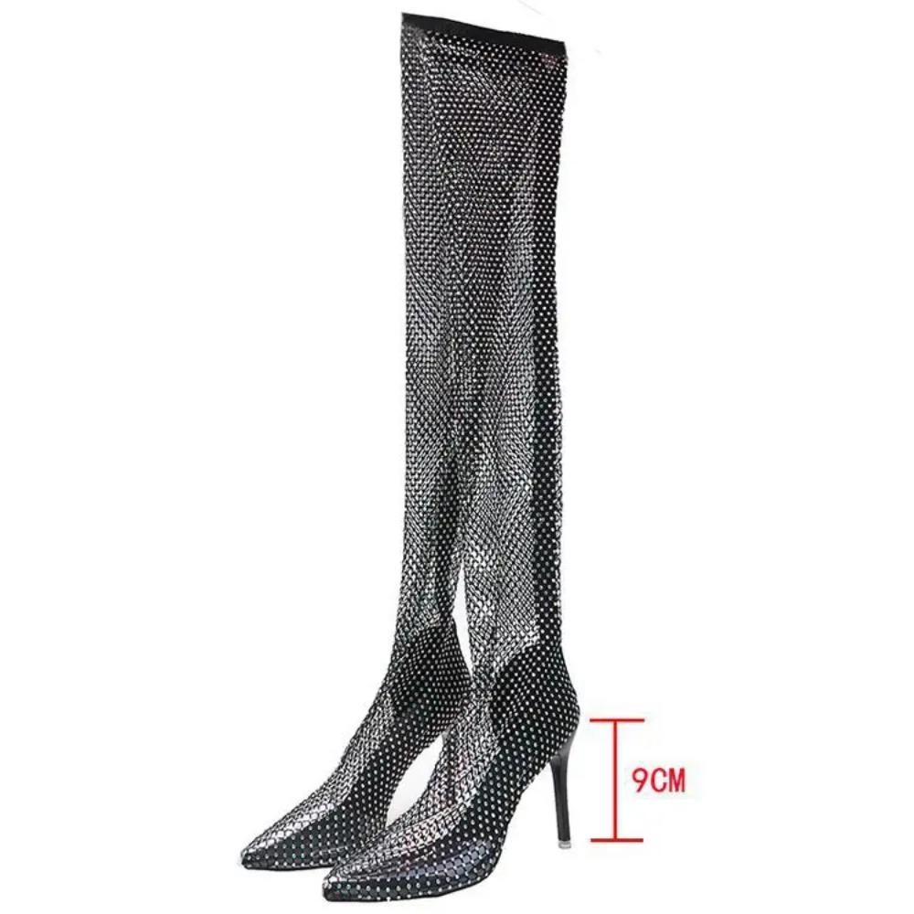Summer Women s Luxury Brand High Heel Sandals Hollow Cool Boots Sexy Fashion Rhinestone Banquet Sandals 34