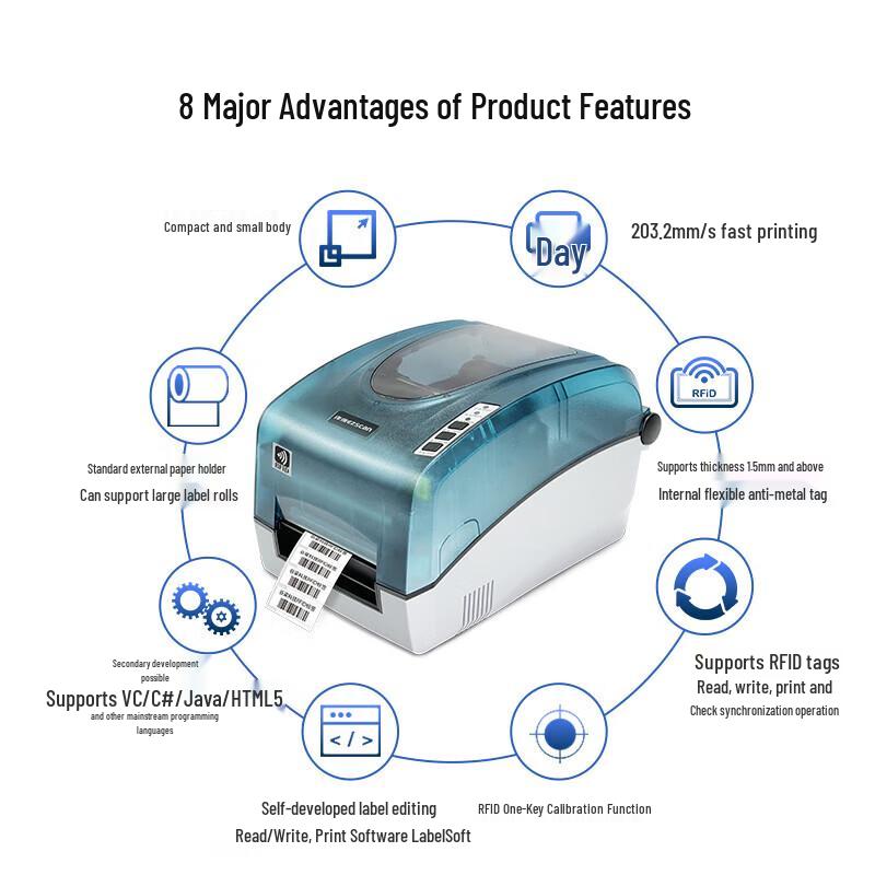 Ezscan GL73R RFID Label Printer CN plug (adapter included)