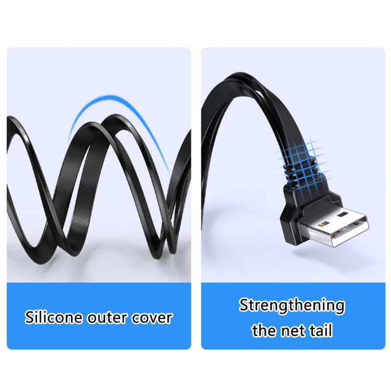 Double USB Splitter Cable 1 Male To 2 Female Power Extension Cord 90 Degree 480Mbps Transfer For Computer  Car Use