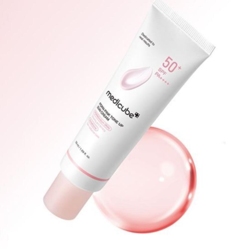 Medicube PDRN Pink Tone-Up Sun Cream SPF50+ PA++++ – Brightening UV Protector (50ml + 20ml)