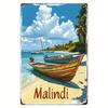 Malindi Beach Scene Metal Poster  Retro Iron Wall Art  Vintage Coastal Decor for Living Room Bedroom Bar Bathroom  Gift