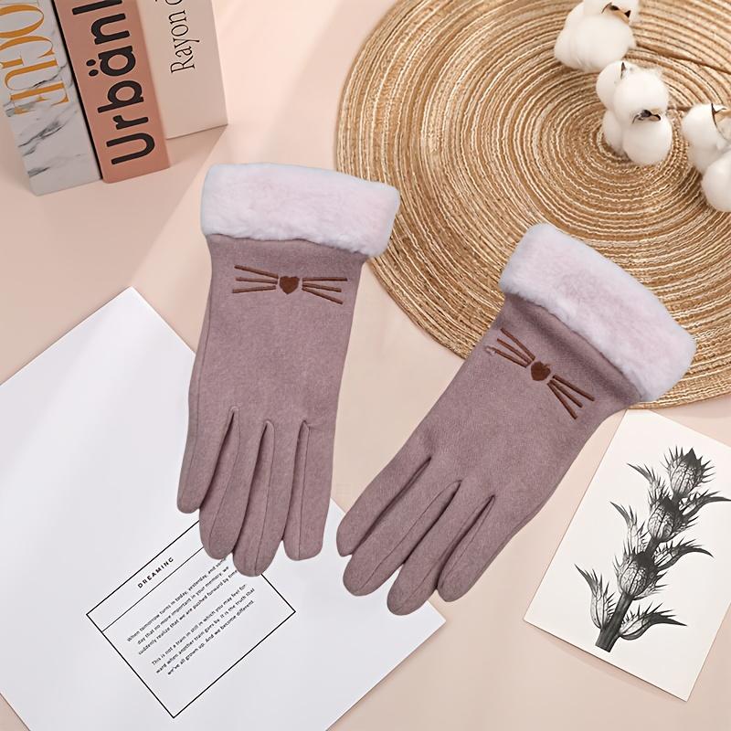 Ladies' winter outdoor warm riding gloves, thick and cold resistant touch screen gloves, worn for running and going out