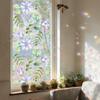 4 Sheets Rainbow Floral Window Privacy Film Stained Glass Decorative Decals Sun Blocking Heat Control Static Glass Clings for Bedroom Living Room