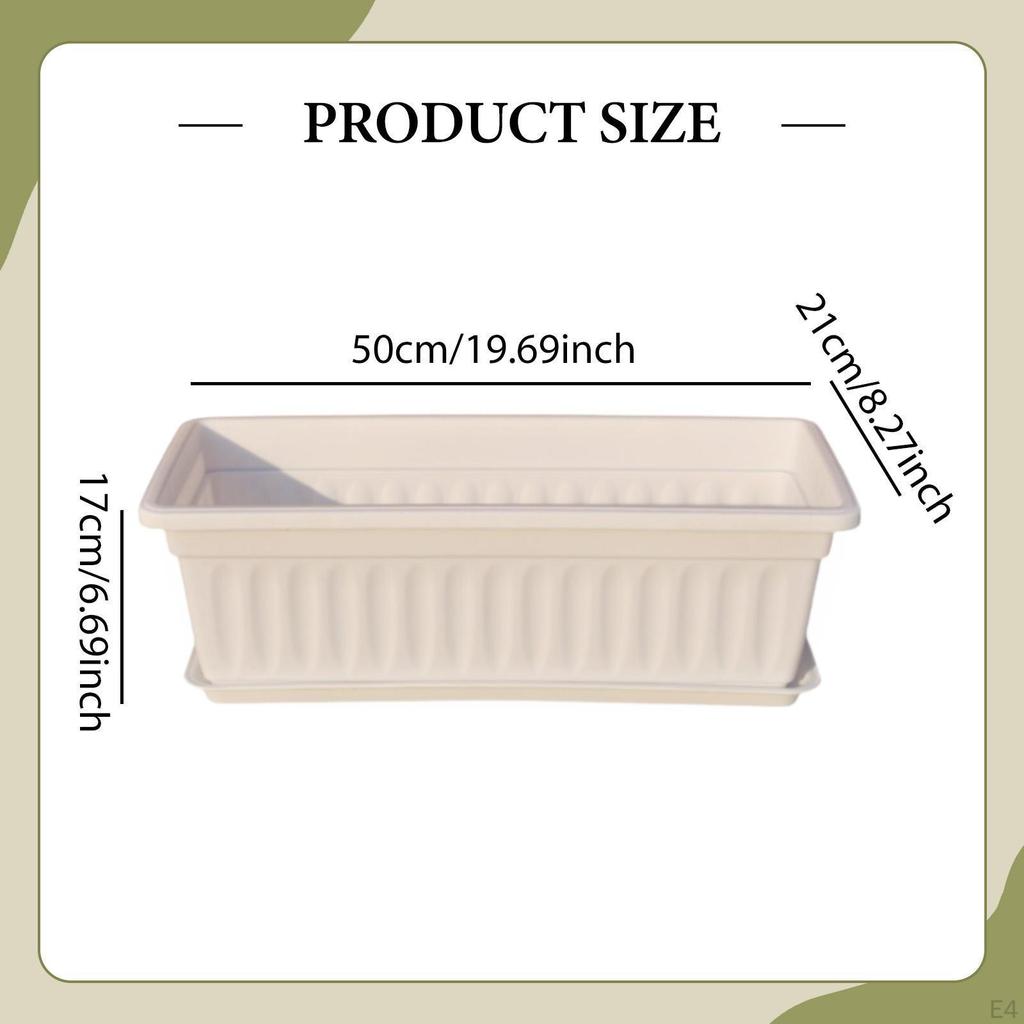 Flower Pot Window Box Flowerpot Rectangular Planter for Porch Garden Yard Outside