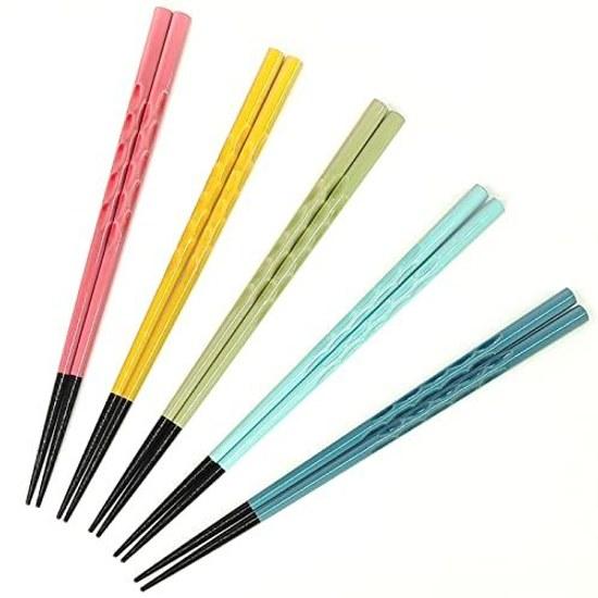 Fukui Prefecture Obama In-house Factory Manufacturing Chopstick Dishwasher Safe Easy-to-hold Wooden Carved Chopsticks Traditional Japanese Colors Set