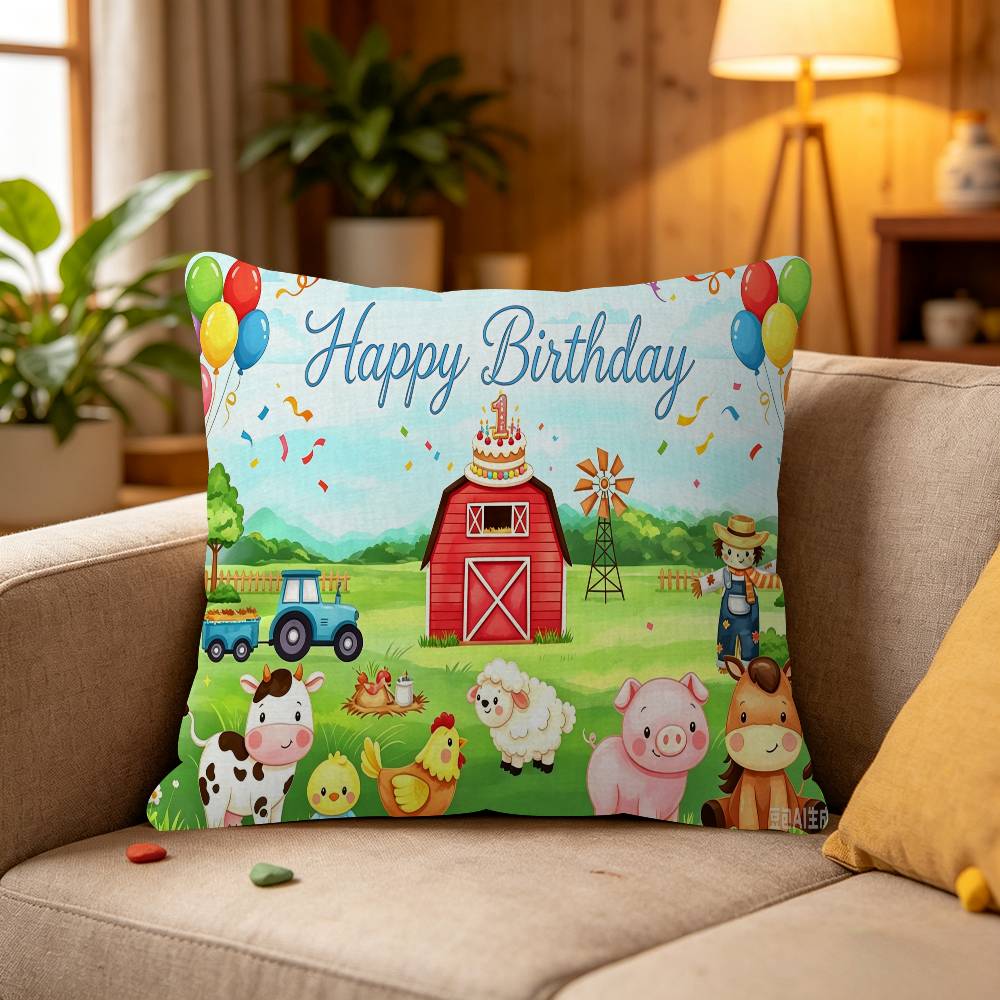 Cartoon Farm Animal Theme Cushion Cover Inches Farmhouse Decor Home Throw Pillow Covers for Couch Decorations