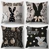 Paashaas Cartoon Patroon Decoratieve Plaid Kussenhoes D Bedrukt Polyester Bank Kussenhoes voor Lente Huisdecoratie