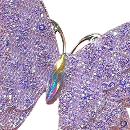 Hair Clip Rhinestones Inlaid Gradient Mesh Yarn 3D Butterfly Decor Side Bang Hair Pin Fairy Girl Hair Accessories