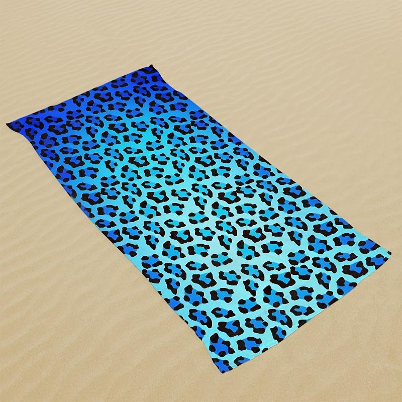 Blue Gradient Leopard Beach Towel Single Sided 2DPrint Soft Microfiber Absorbent Towel For Pool Beach Bath Time Bold Trendy Vibe