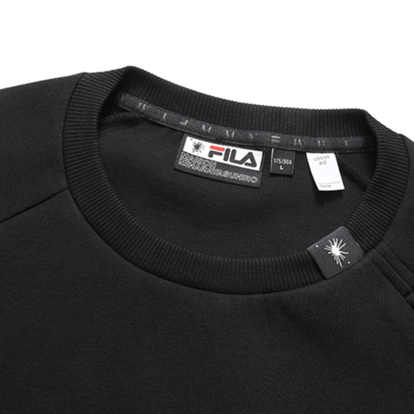 Fila Loose Knit Sports Crew Neck Sweatshirt Men Sweatshirt Black F11M143203F-BK