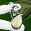 925 Silver Natural Fossil Coral Apatite Art Deco Bezel Birthday Pendant Jewelry