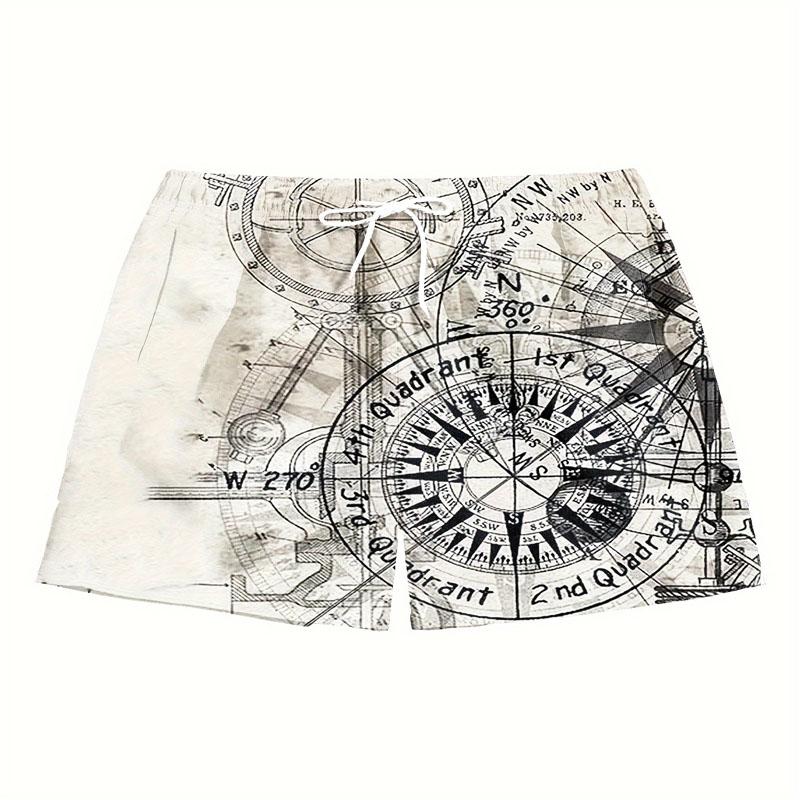 

Мужские повседневные быстросохнущие брюки с принтом «Океанский компас», модный стиль с поясом на талии, летний уличный стиль 2XL белый