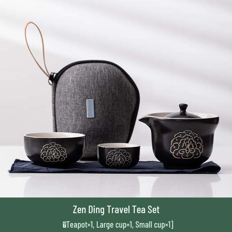 Zen Ding Black Pottery Portable Travel Tea Set