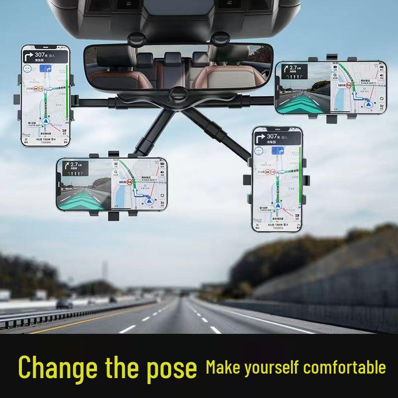 360° Rotating Multi-Functional Rearview Mirror Car Phone Holder