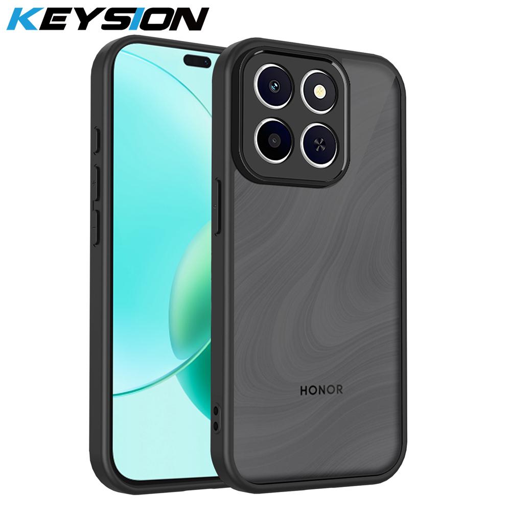 

KEYSION Matte Translucent Black Phone Case for HONOR X8c X8b X6c Silicone+PC Clear Shockproof Back Cover for Honor X6c X8b X8c for Honor X6c чёрный