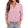 Damen V-Ausschnitt Gestreifte Bluse 3/4 Ärmel Business Casual Oberteil für die Arbeit