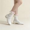 White Women Socks Lolita Bowknot Socks Japanese Short Crew Socks  Spring Summer