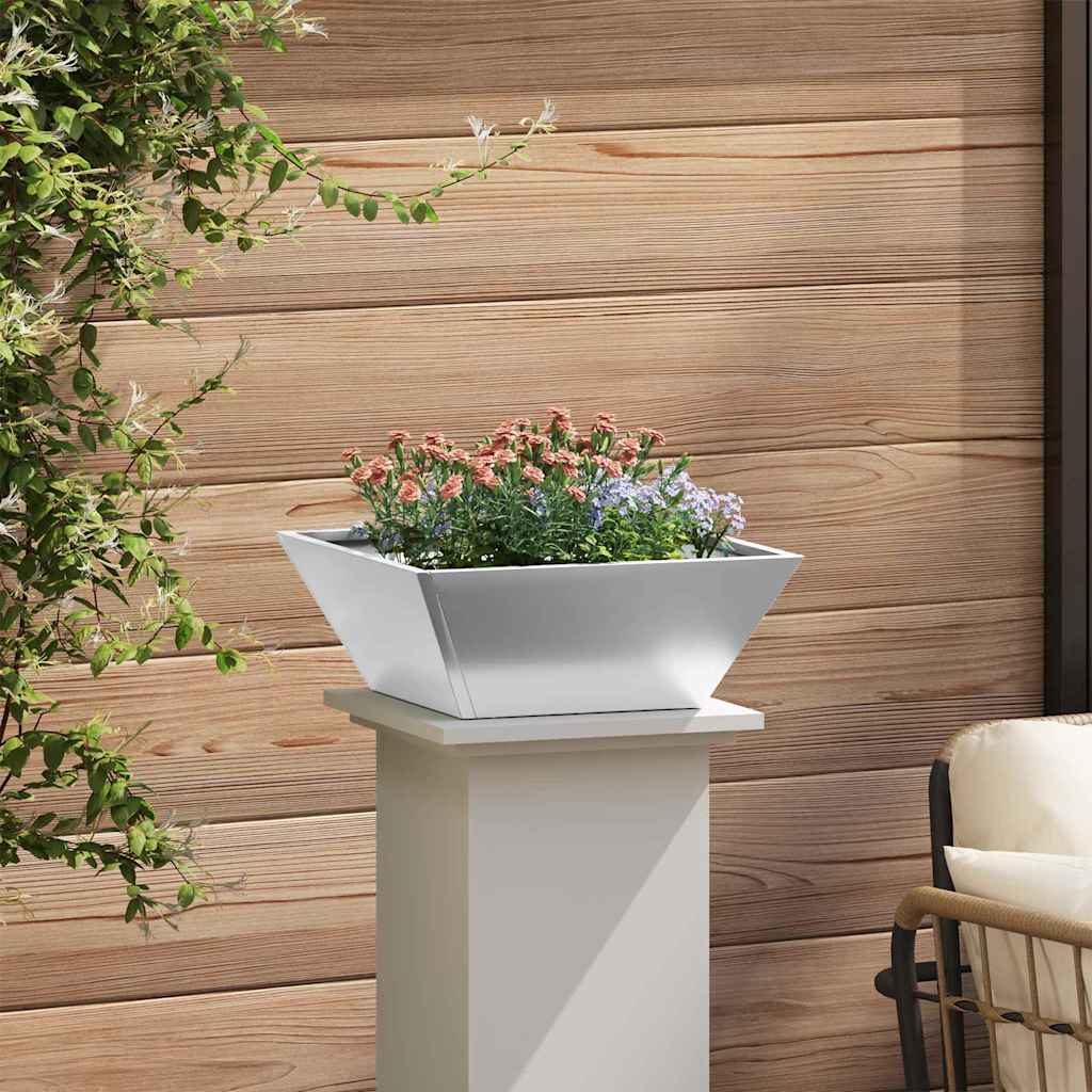 Garden Planter Silver 40 X 40 X 15 Cm Galvanized Steel