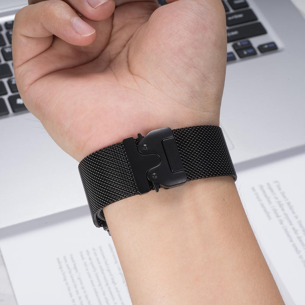 For Huami Amazfit T-Rex Pro A1918 Strap Parachute Clasp Milanese Stainless Steel Watch Band