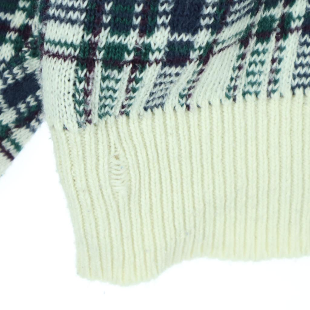 TRADER BAY 90s Old Check Pattern Long sleeve sweater green Men's Used