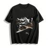 Mechanical Crocodile Bomber Creative Print Vintage Military Style Tee Pure Cotton T-shirt