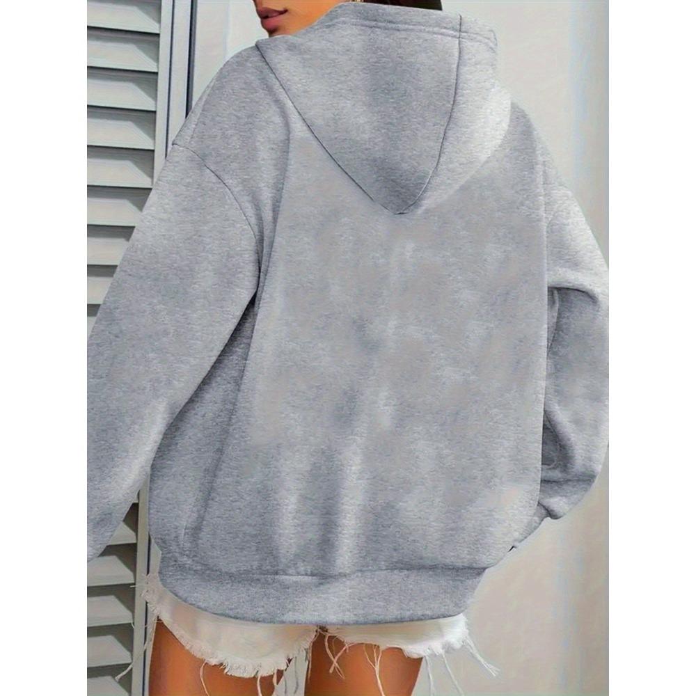Autumn and Winter Women's Pink Hoodie Musical Notes and Heart Printed Casual Pullover Soft Four Seasons Comfortable