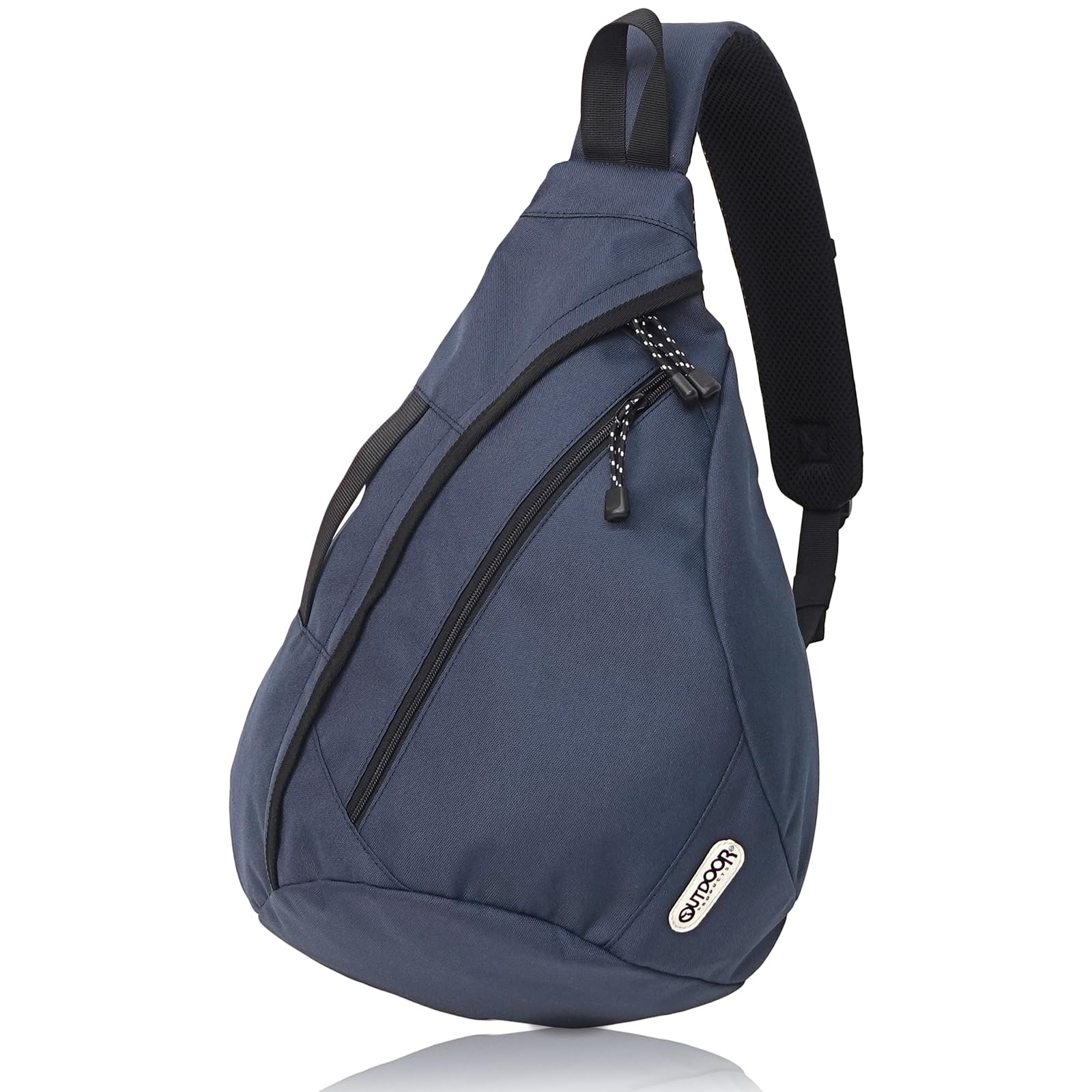 

Сумка трикутна одноплечова Outdoor Products, носіння на правій руці, грубий дизайн, велика місткість, відділення для гаджетів, 22469081, темно-синій