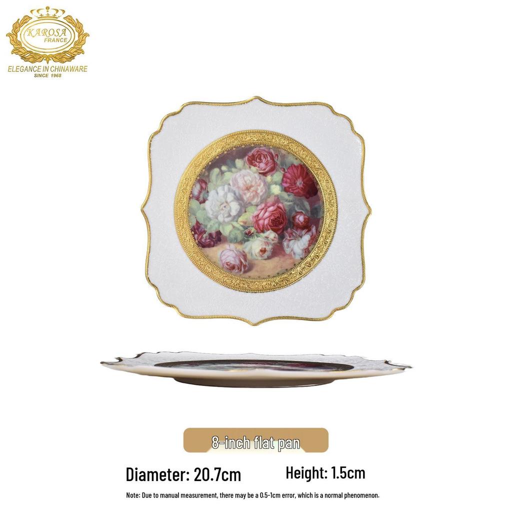 Karosa Light Luxury Bone China Gold Flower Design Tableware Set for Breakfast & Afternoon Tea.