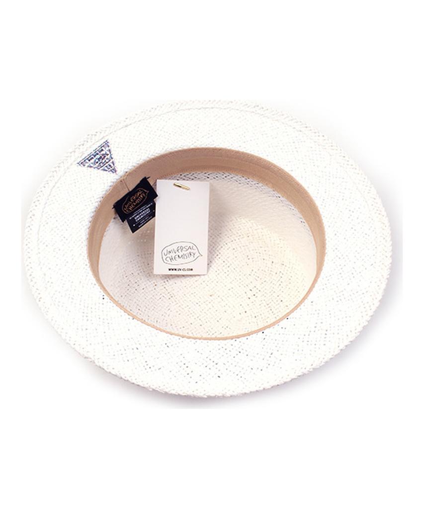Yunibeosyeolkemiseuteuli Blue Mono Line White Flat Short Panama Hat Summer Fedora