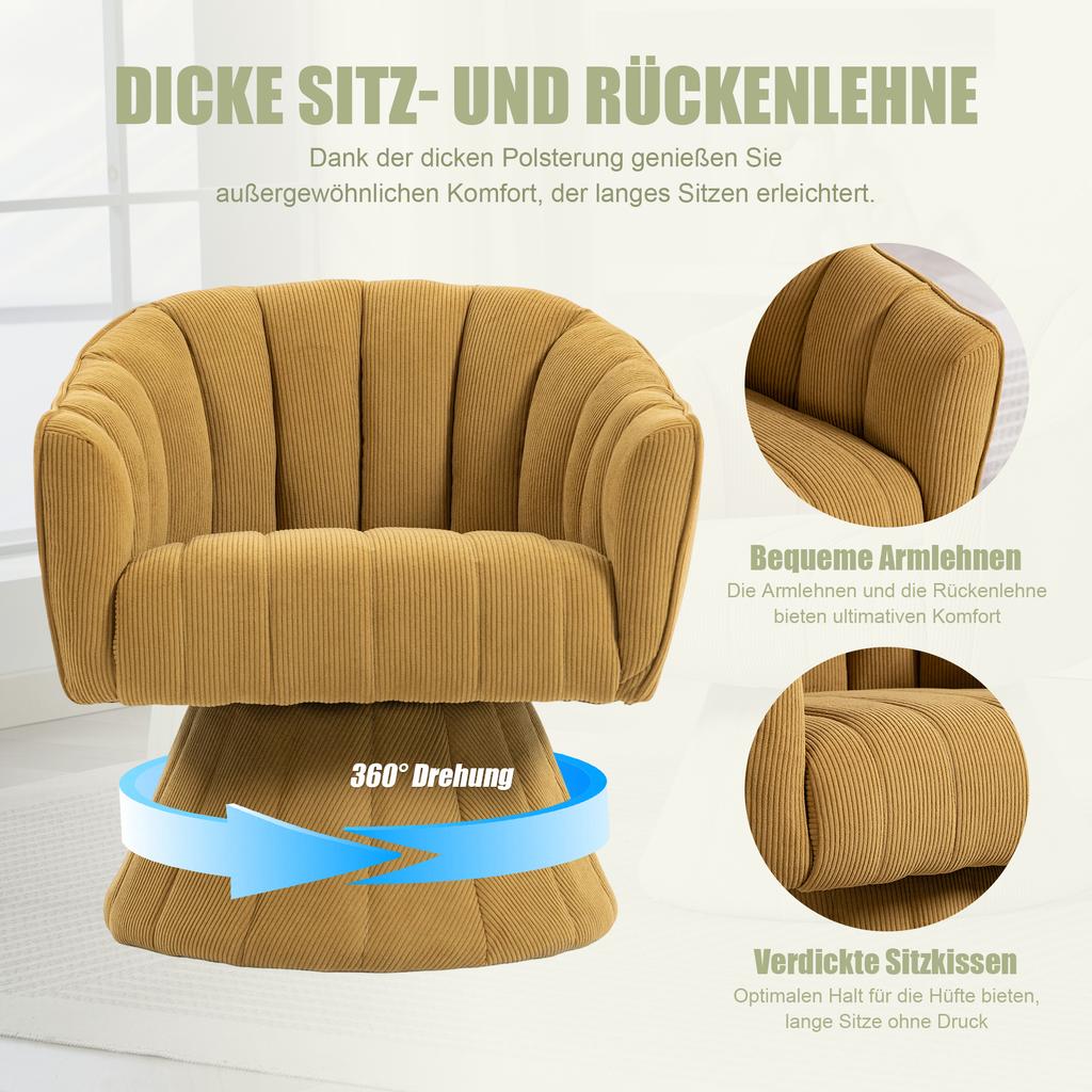 360 degrees Swivel Chair with Ergonomically Shaped Seat and Back Padding, Enclosing Armrests, Design and Base – ideal for Office