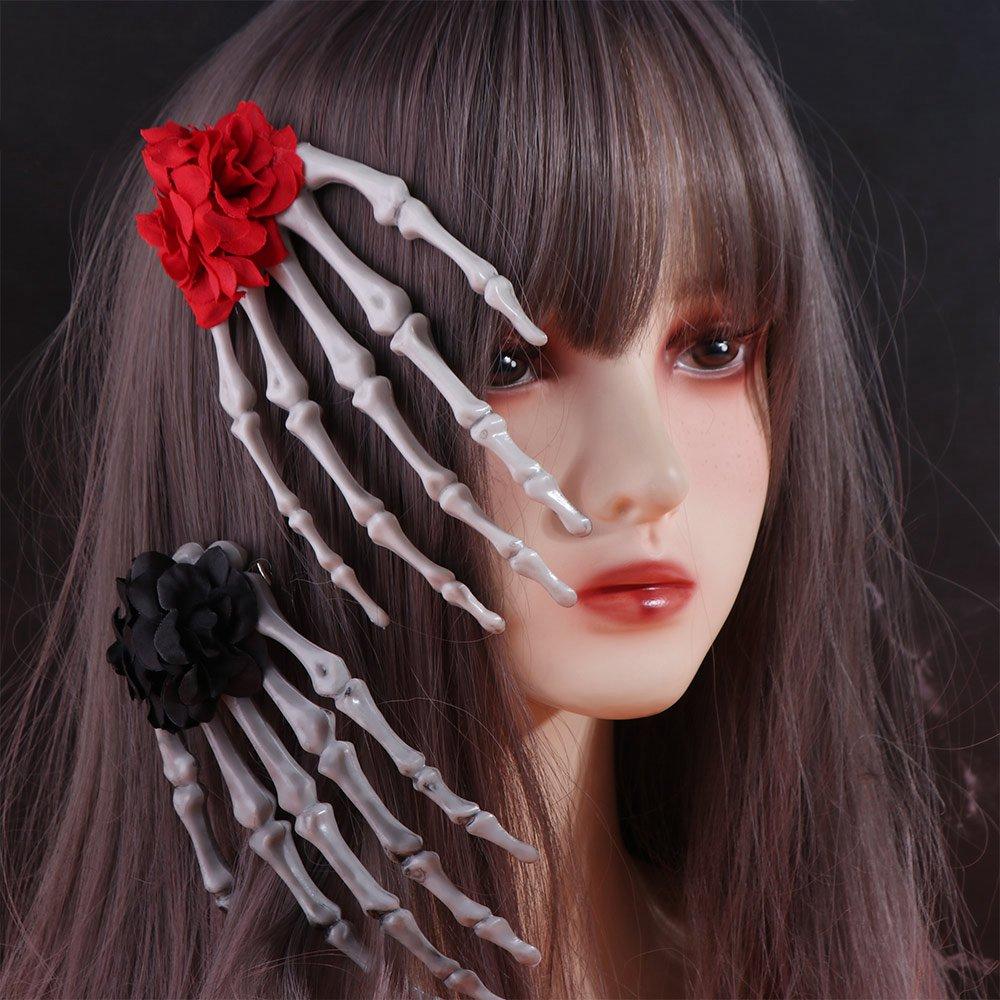 Flower Skeleton Hand Rose Hairpin Cloth Halloween Headwear  Ghost Festival Supplies