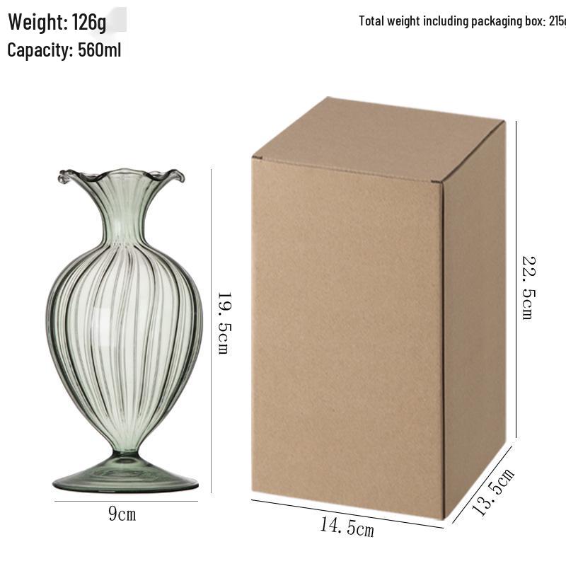 Retro French Embossed Glass Vase for Hydroponic Floral Decor - Clear Craftsmanship for Living Room and Dining Table