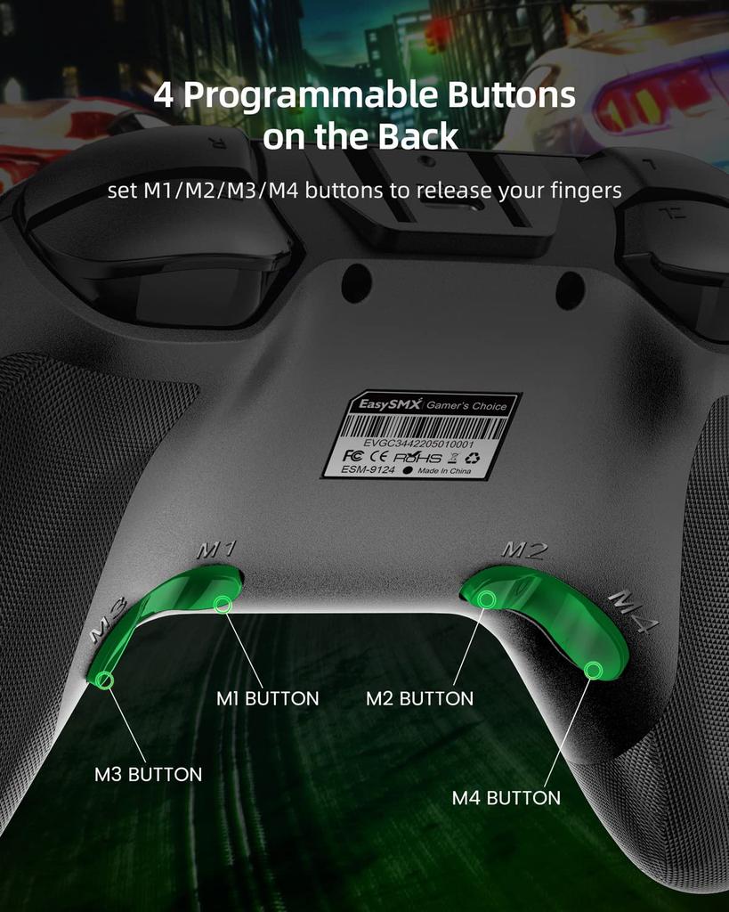 Bezdrátový ovladač EasySMX pro Switch Kompatibilní s Nintendo Programovatelné tlačítko Vibrace Switch/Lite/OLED Android/IOS/PC (Bílý) (Černá)