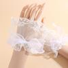Lace Embroidery Tulle Gloves & Milk Silk Arm Sleeves for Wedding Dresses